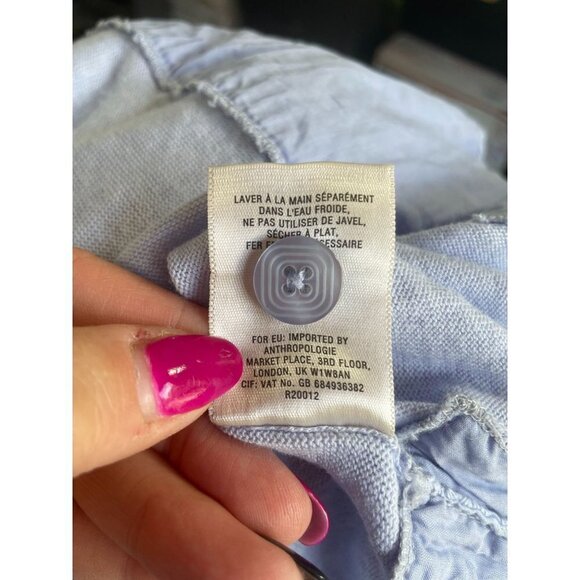 Moth Long Sleeve Eyelet Hem Tunic Top Round Neck Casual Button Modal Blue S/P - Picture 9 of 9